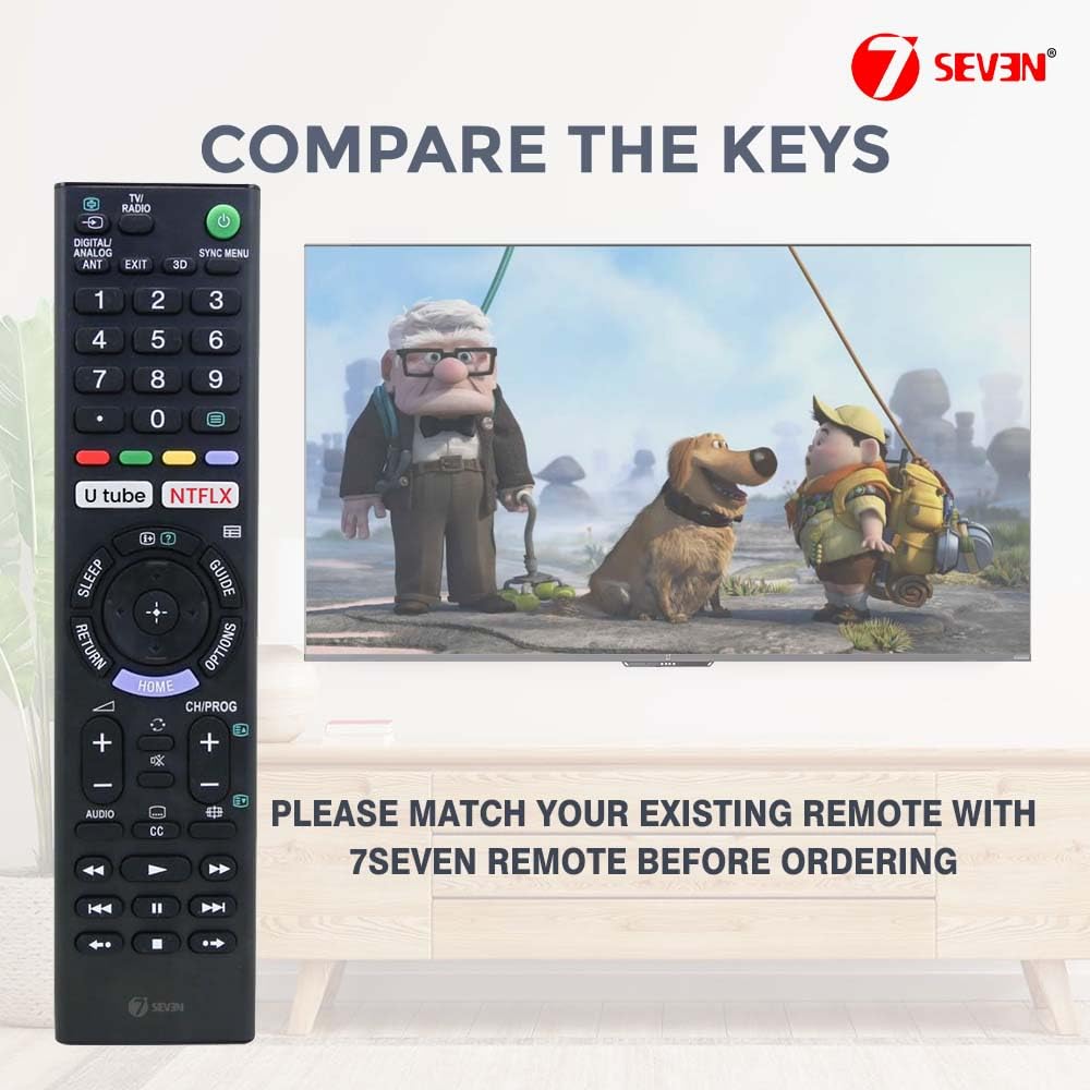 7SEVEN Black Universal Replacement Remote for Sony Bravia UHD 4K Smart TVs with Netflix YouTube Hotkeys - Image 7