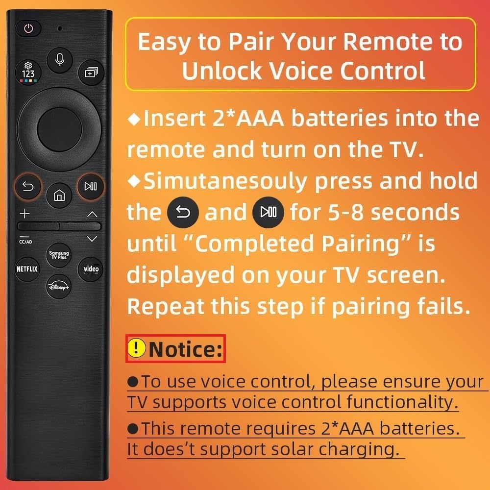 Replacement Samsung TV Remote Control Voice Control for Smart, Frame, Crystal Neo LED 4K Ultra HD TVs 2-Year Warranty - Image 6