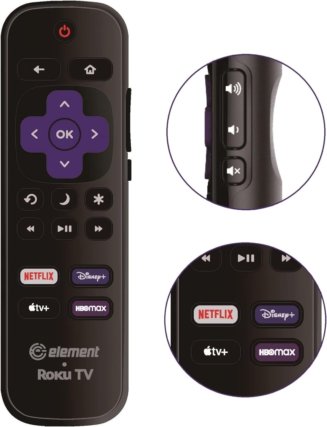Element Smart 4K Ultra HDTV Replacement Remote Control - Universal App Support, New Condition - Image 3