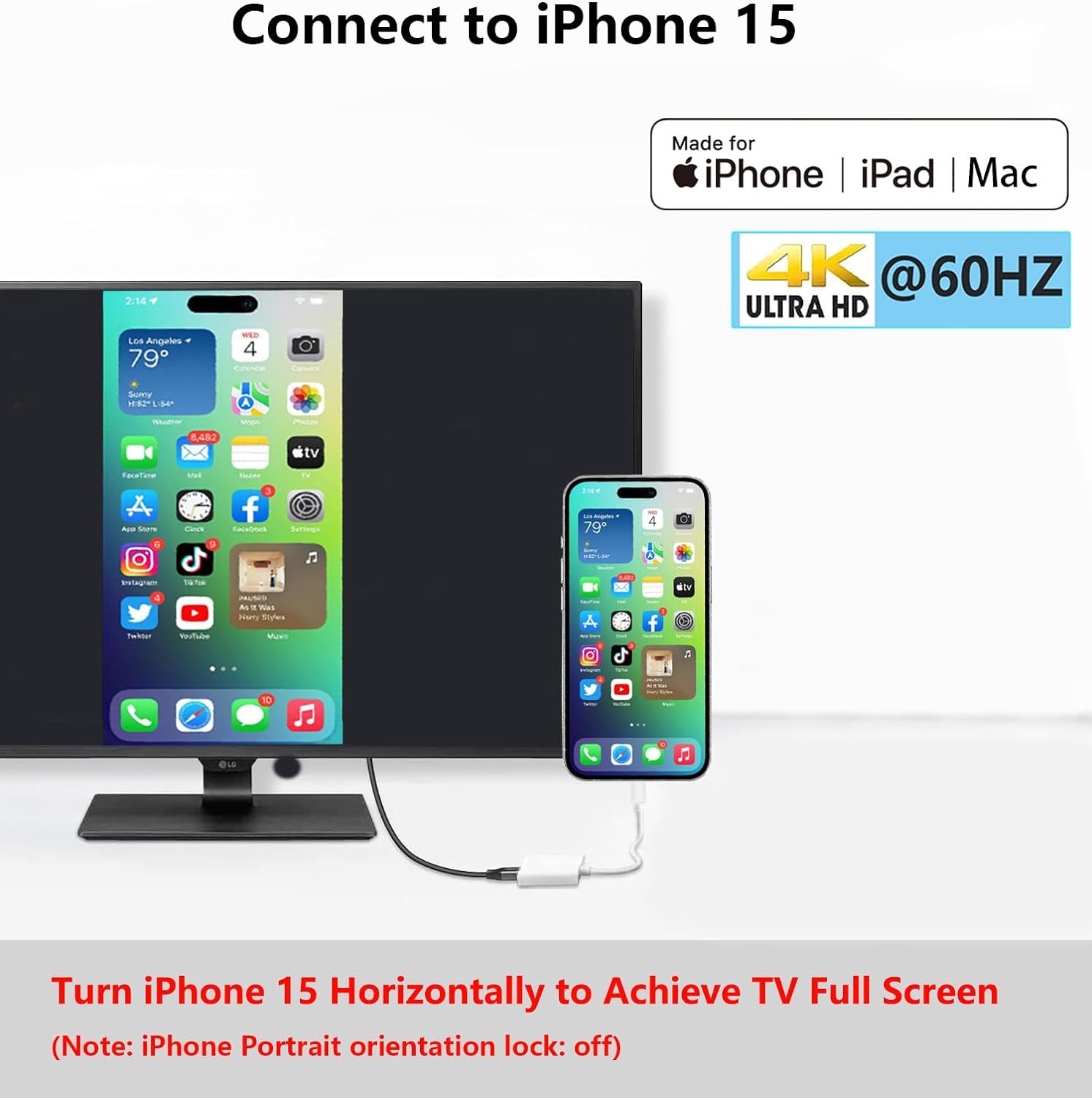 4K 60Hz USB-C to HDMI Adapter Digital AV Cable for iPhone 15/16 MacBook Pro Air iPad Samsung Galaxy Pixelbook - Image 3