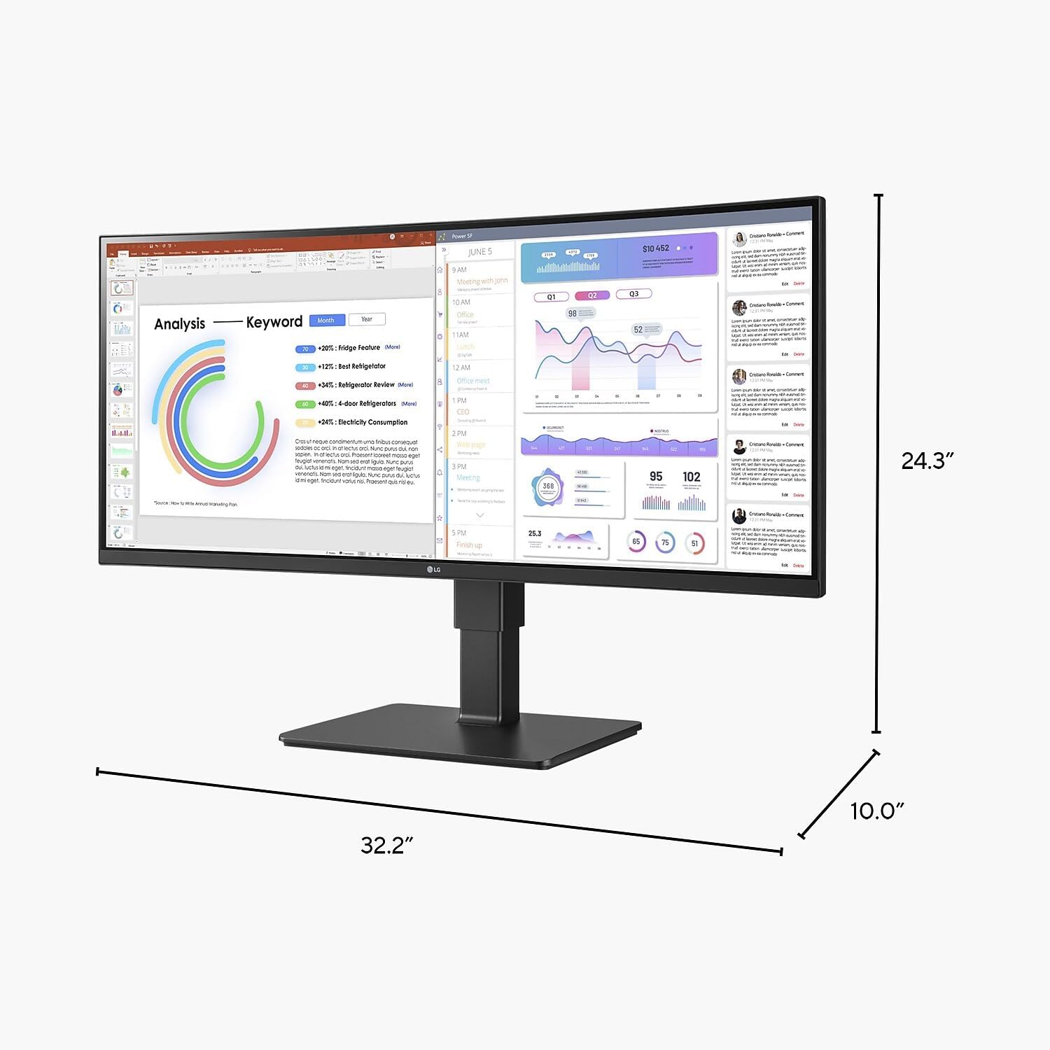 LG 34" Curved Ultrawide UW-QHD Webcam LED Monitor 21:9 Textured Black - Image 7