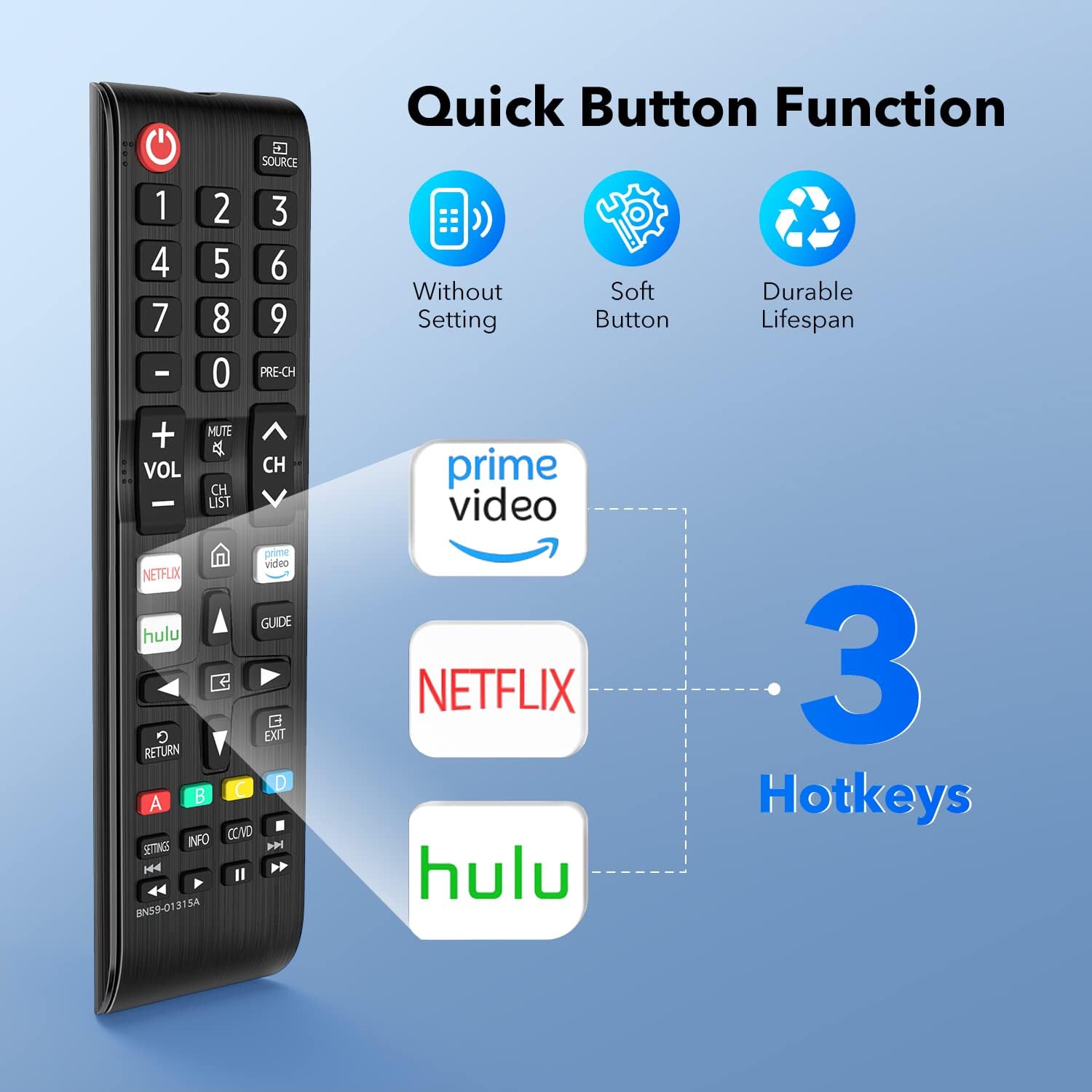 Pack of 2 Universal Samsung TV Remote Control Replacement for Smart LED LCD HDTV 3D - Image 6