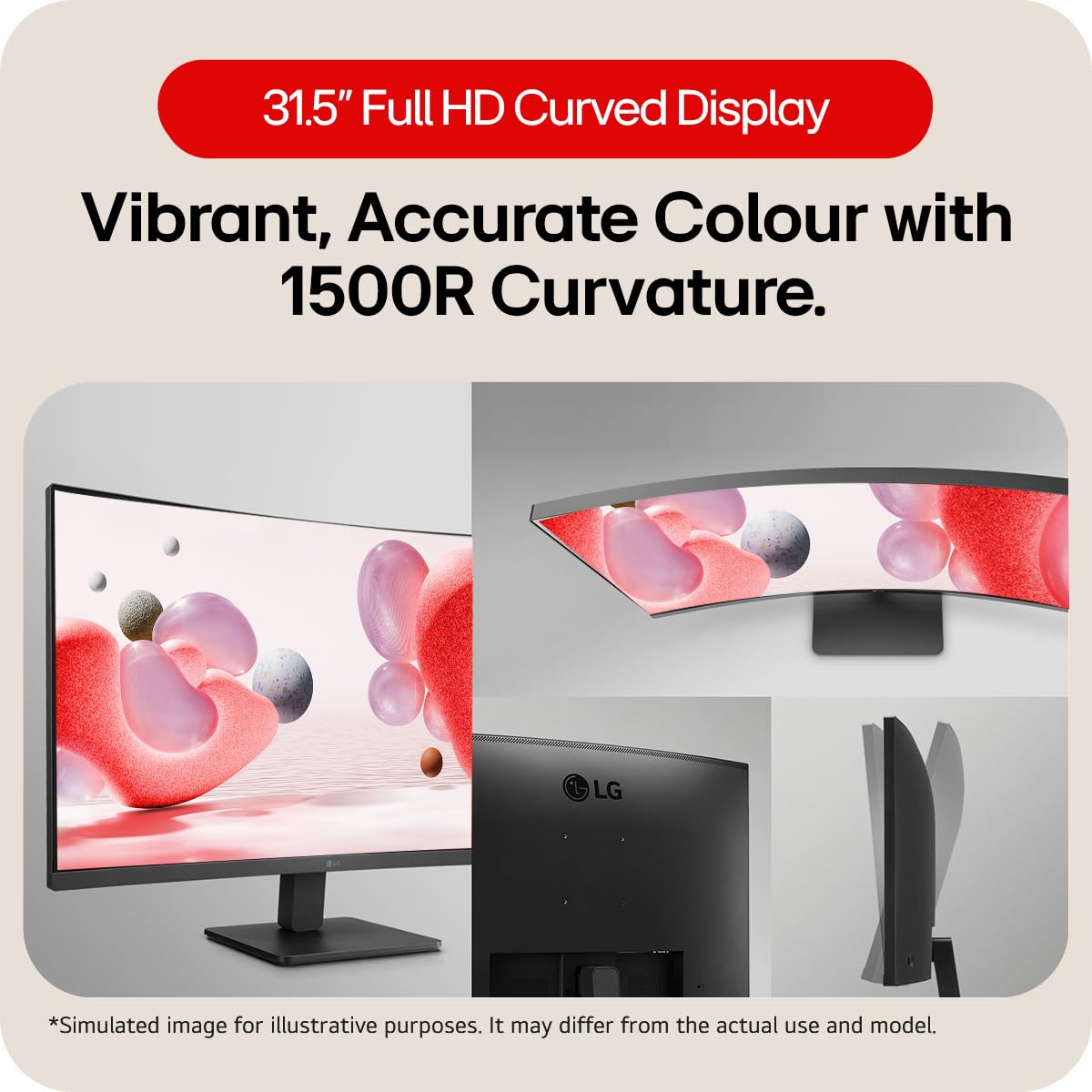 LG 32-inch Full HD Curved Monitor 100Hz VA Panel HDMI Reader Mode Black - Image 2