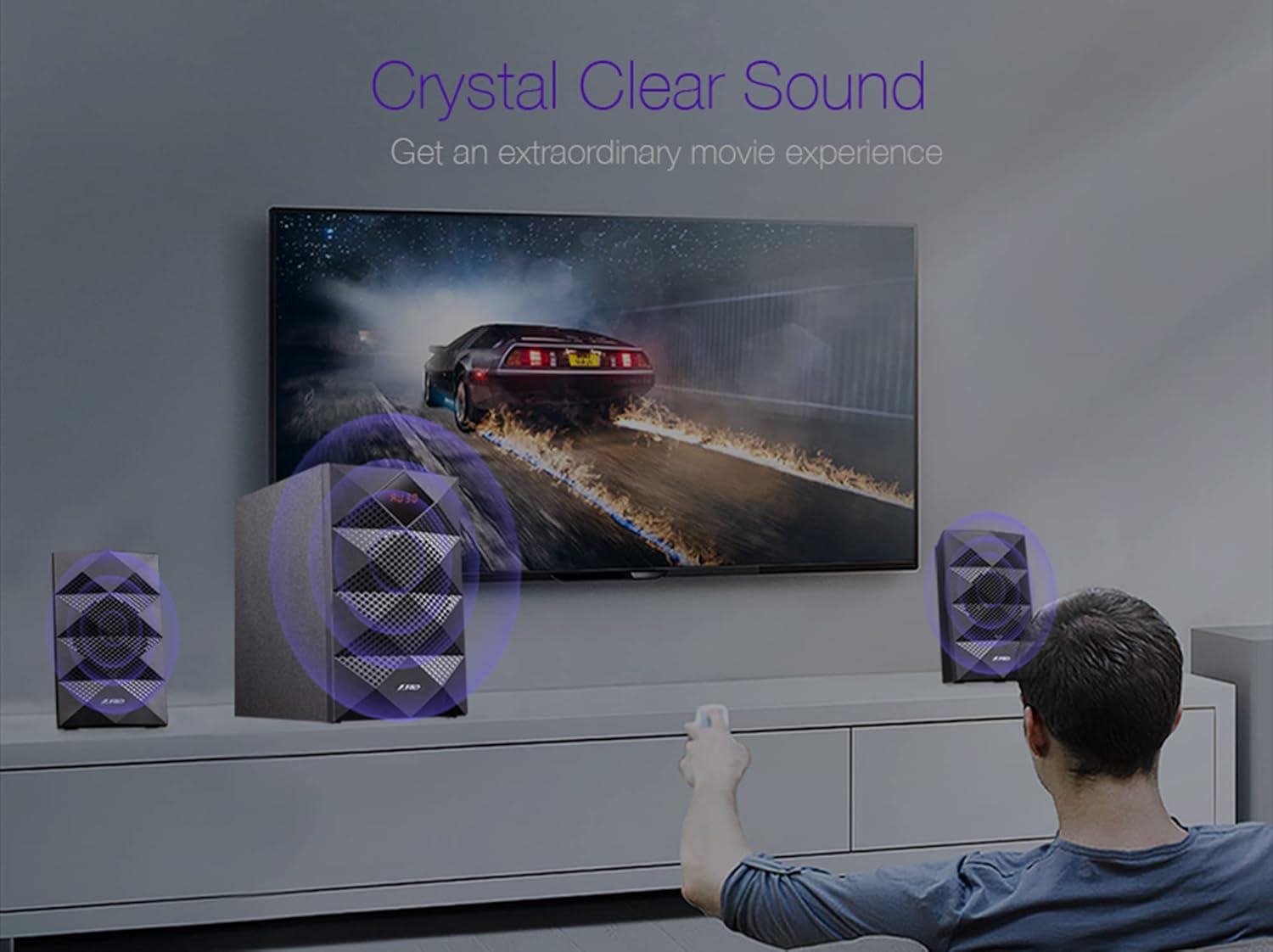 F&D A180X Black 2.1 Channel Wireless Bluetooth Multimedia Speakers with Subwoofer and LED Display - Image 8