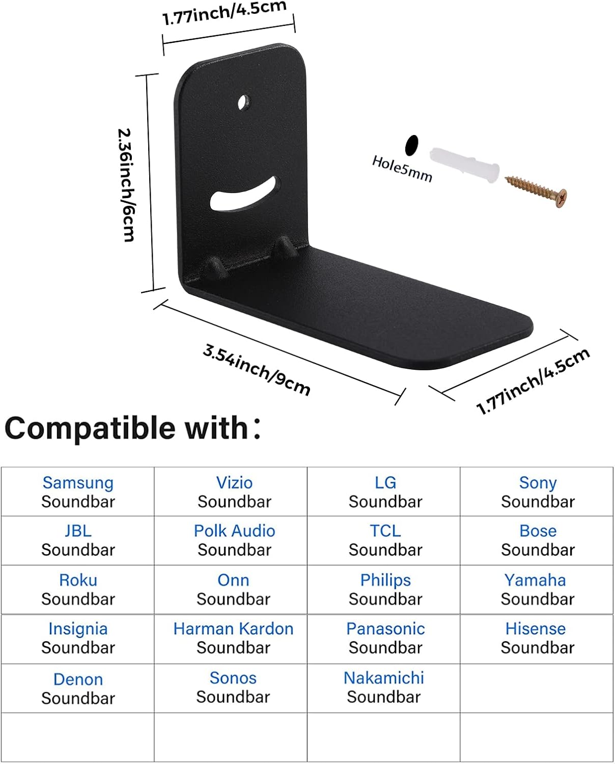 Adjustable Soundbar Wall Mount Shelf for Samsung, Sony, LG, JBL, Vizio, Roku, Bose - Image 3