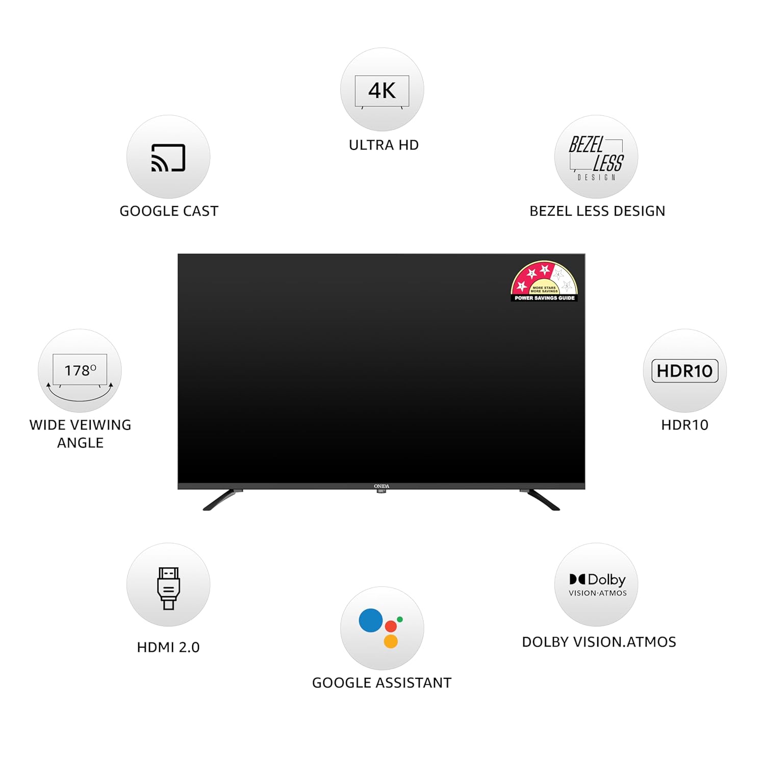 ONIDA 55 Inch 4K QLED Smart Google TV Nexg Series QZ55UI - Image 2