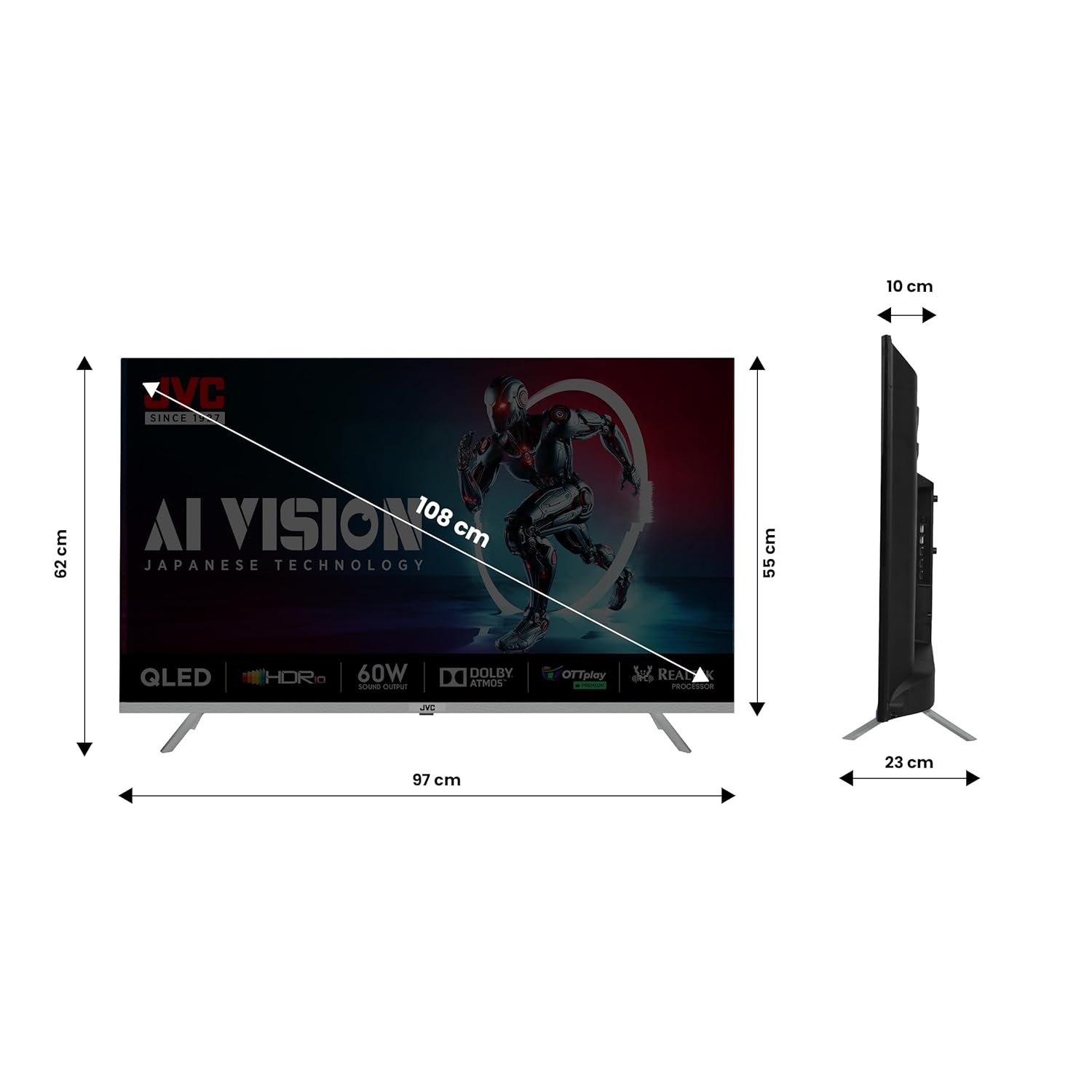 JVC 43 Inch QLED Google TV LT-43NQ7165C Titanium Grey Smart AI Vision - Image 8