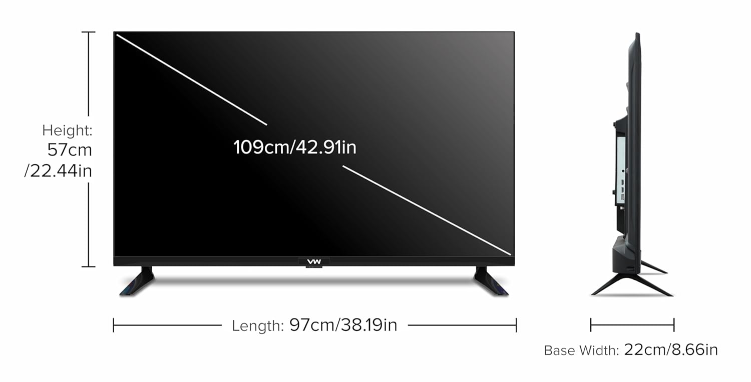 VW 43-inch Frameless Full HD Android Smart LED TV VW43F2 Black - Image 5