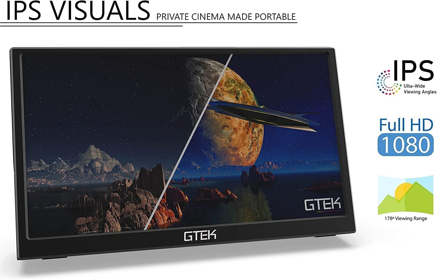 GTEK 15.8 Inch IPS Full HD Portable Monitor with Built-in Speaker Smart Cover - Image 3