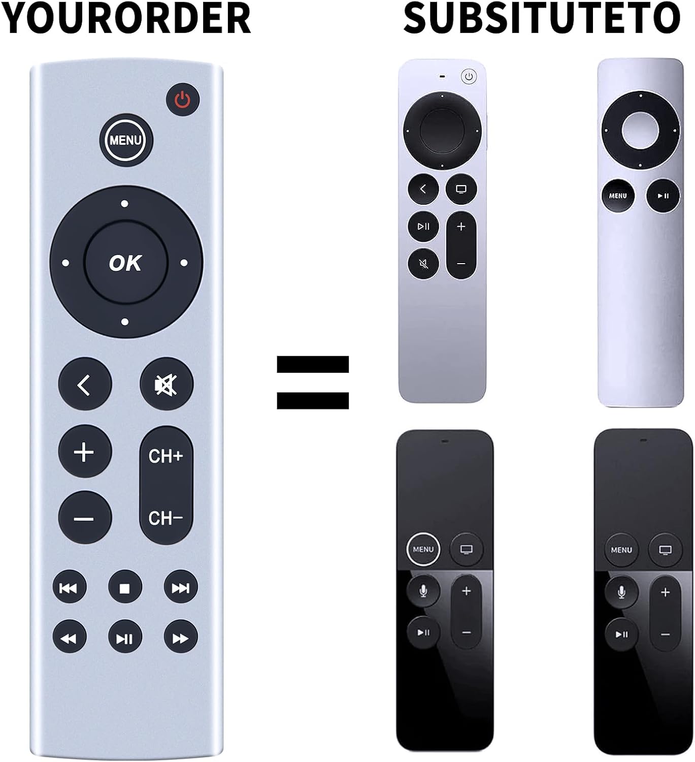 Replacement Remote Control for Apple TV 4K HD Models A2843 A2737 A2169 (No Voice) - Image 2