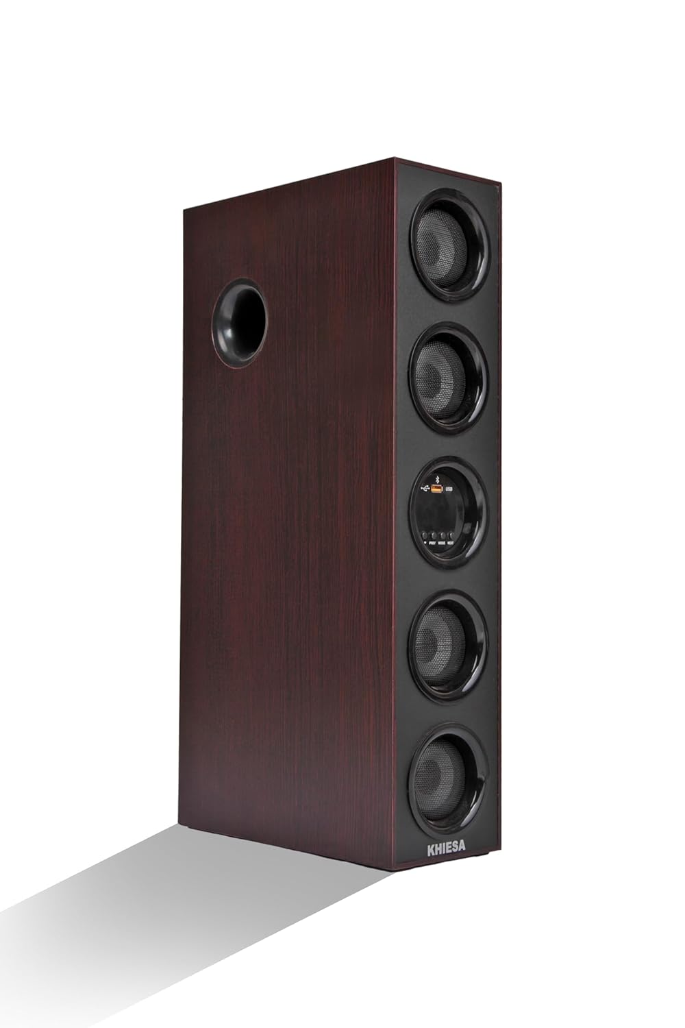 Khiesa Tower 2 105W Single Home Theatre Speaker System Walnut Brown Wooden Finish Karaoke Bluetooth 5.0 Aux FM USB - Image 6