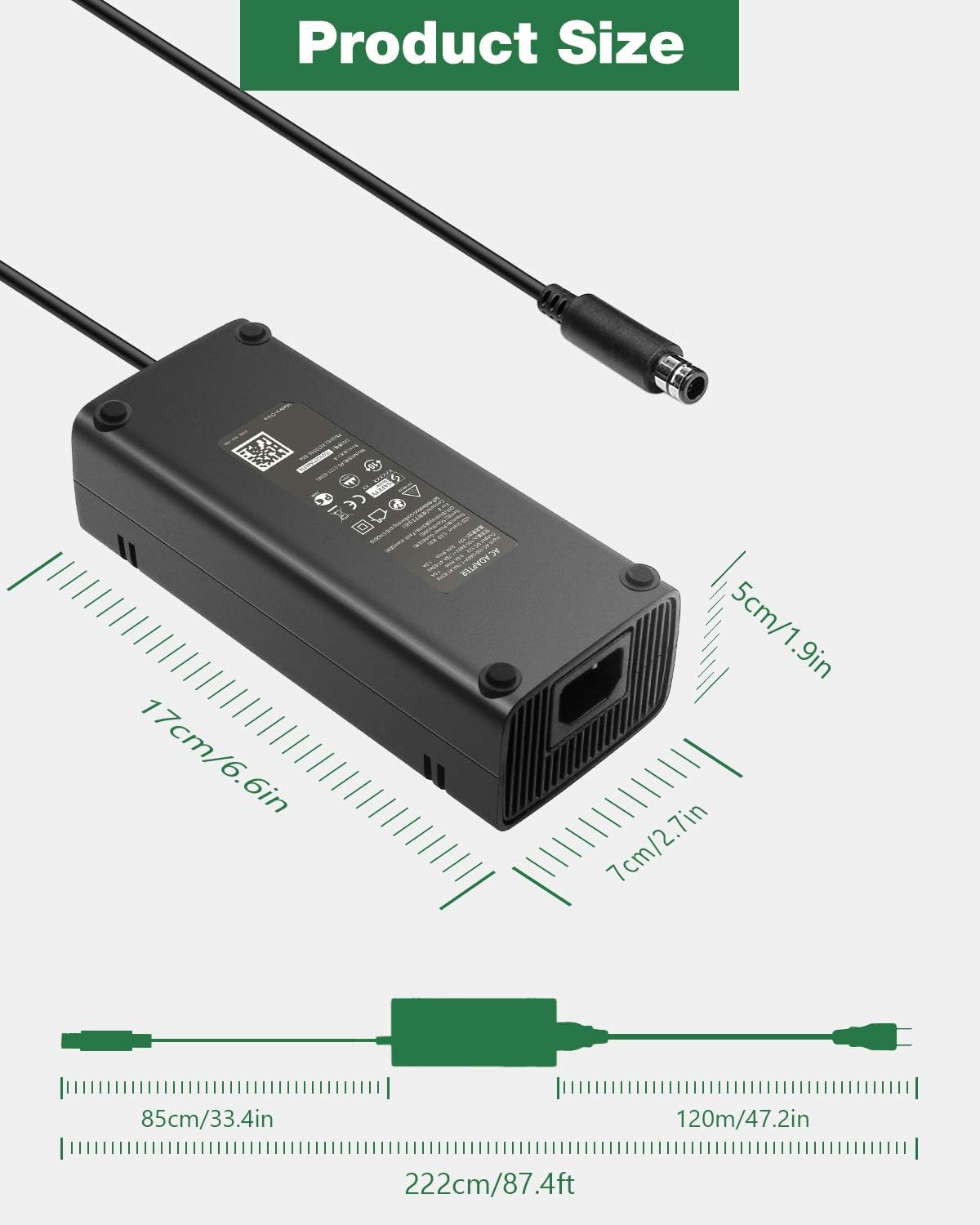 Xbox 360 E Power Supply Brick AC Adapter Charger 100-240V New Cooling System - Image 3