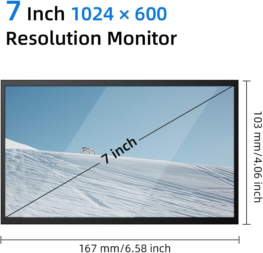 CUQI 7 Inch IPS Portable HDMI Monitor 1024x600 with Leather Stand for Raspberry Pi Laptop PC Xbox PS4 - Image 3