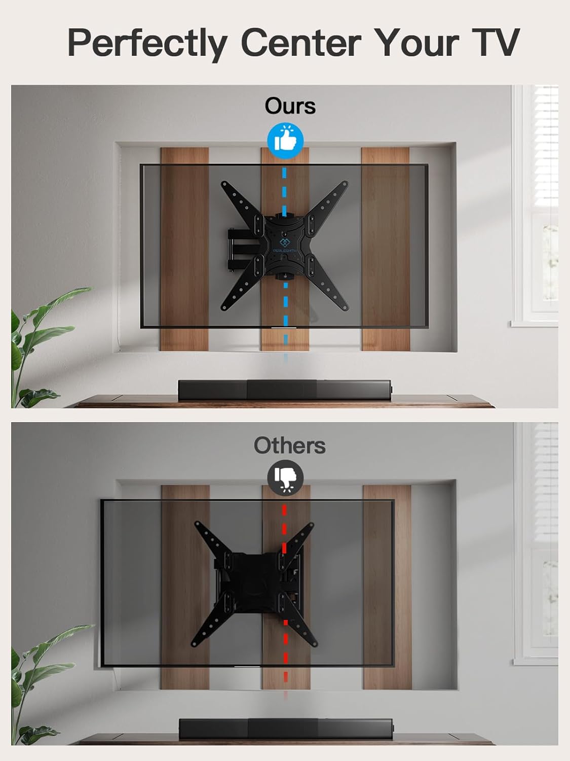 PERLESMITH Full Motion TV Wall Mount for 26-60 Inch TVs, Articulating Arms, Tilt, Swivel, Extension, VESA 400x400, Max 77 lbs - Image 5