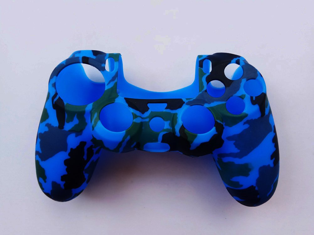 Hikfly Camouflage Silicone Gel Controller Skin Protector Set for PS4, PS4 Slim, PS4 Pro - Red and Blue - Image 8