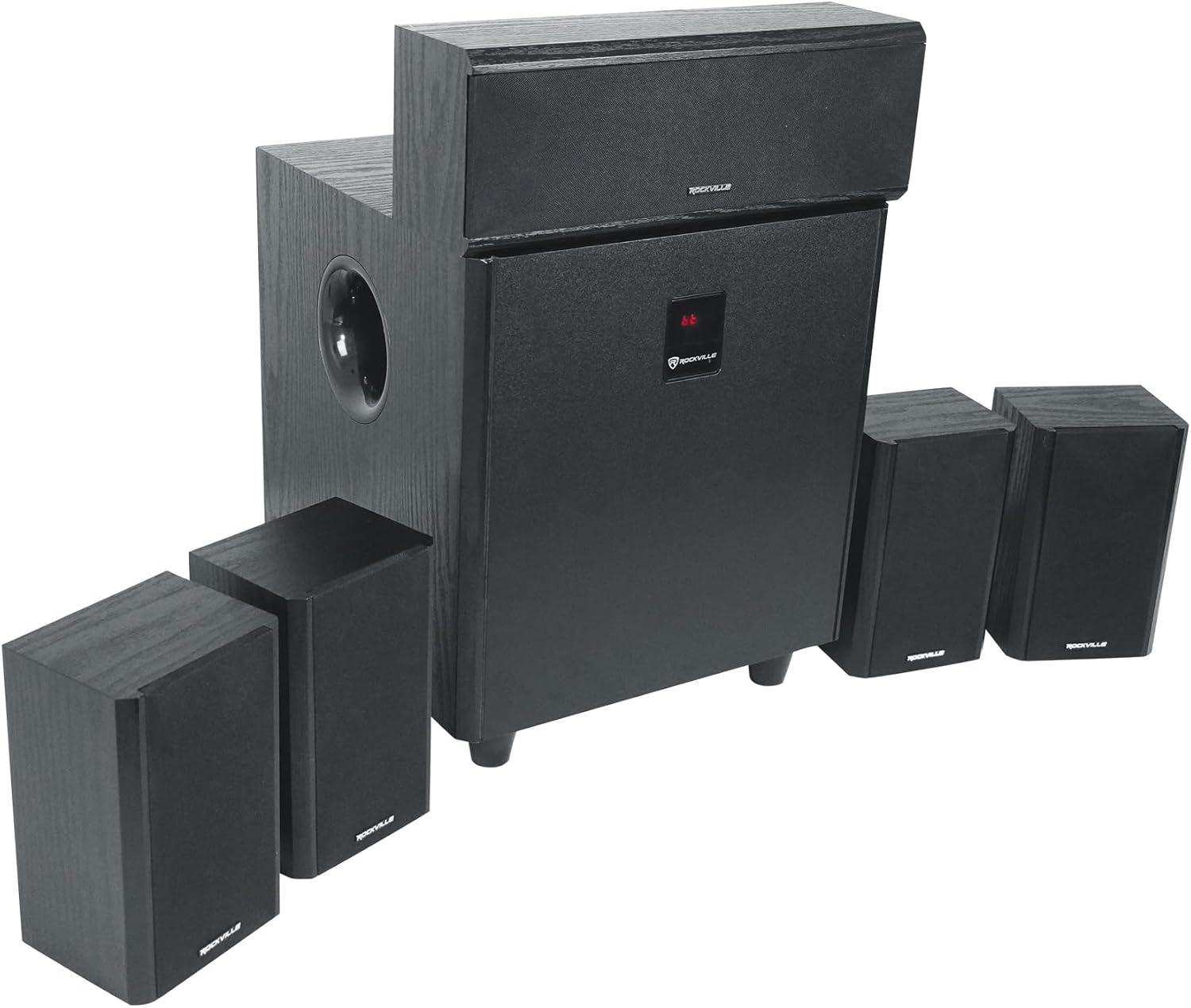 Rockville HTS820 1500W 5.1 Channel Home Theater System Bluetooth USB 8" Subwoofer Black - Image 2