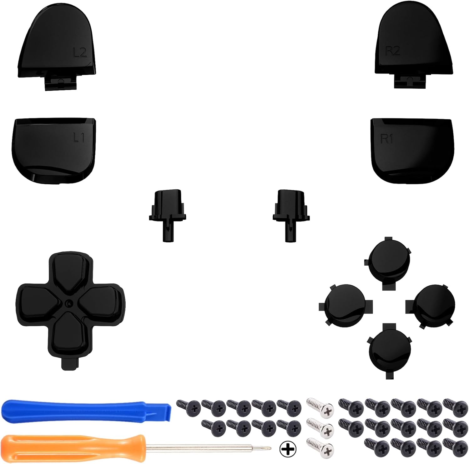 eXtremeRate Chrome Black Full Button Set for PS5 Controller BDM-030 BDM-040 BDM-050 - Controller Not Included - Image 3