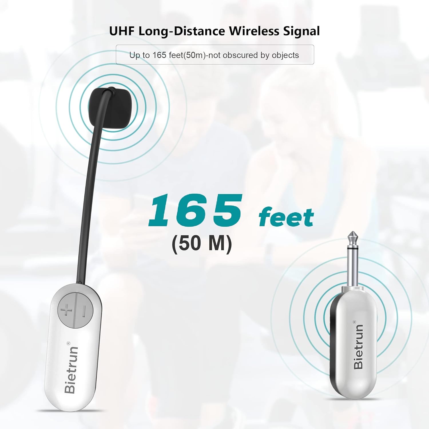 Bietrun 165ft UHF Wireless Headset Microphone 2-in-1 Karaoke Speaker Amplifier PA System 6H Working Time - Image 2