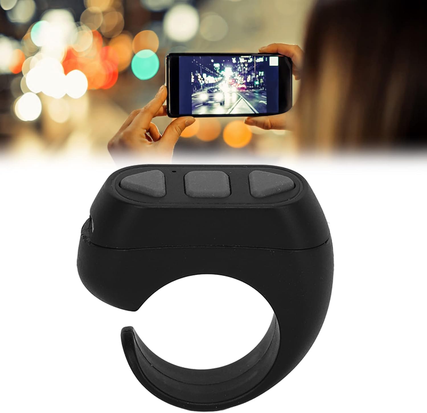 Black Bluetooth Remote Control Ring Page Turner for iOS Android Phones - Image 5