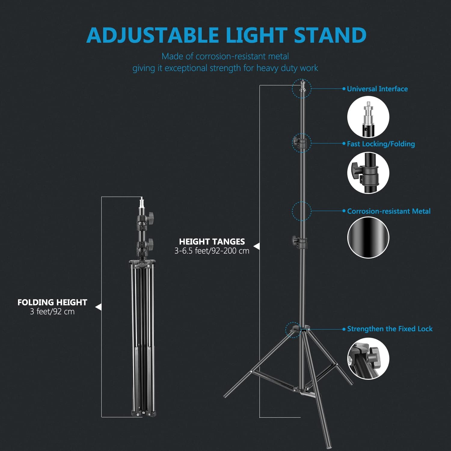 Neewer 2-Pack 2.4G Bi-Color LED Video Light Kit with 2M Stands, CRI 96+, Barndoors, LCD, Remote, Case - Image 8