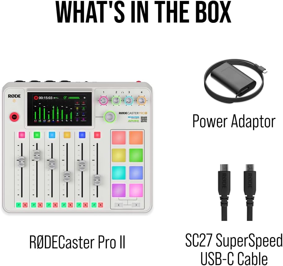RØDE RØDECaster Pro II All-in-One Production Studio for Podcasting Streaming Music Content Creation White - Image 9