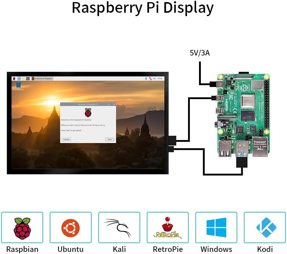 CUQI 7 Inch IPS Portable HDMI Monitor 1024x600 with Leather Stand for Raspberry Pi Laptop PC Xbox PS4 - Image 5