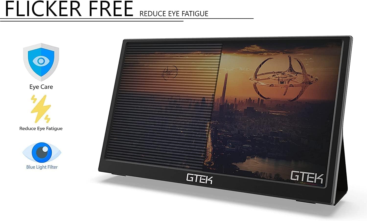 GTEK 15.8 Inch IPS Full HD Portable Monitor with Built-in Speaker Smart Cover - Image 6