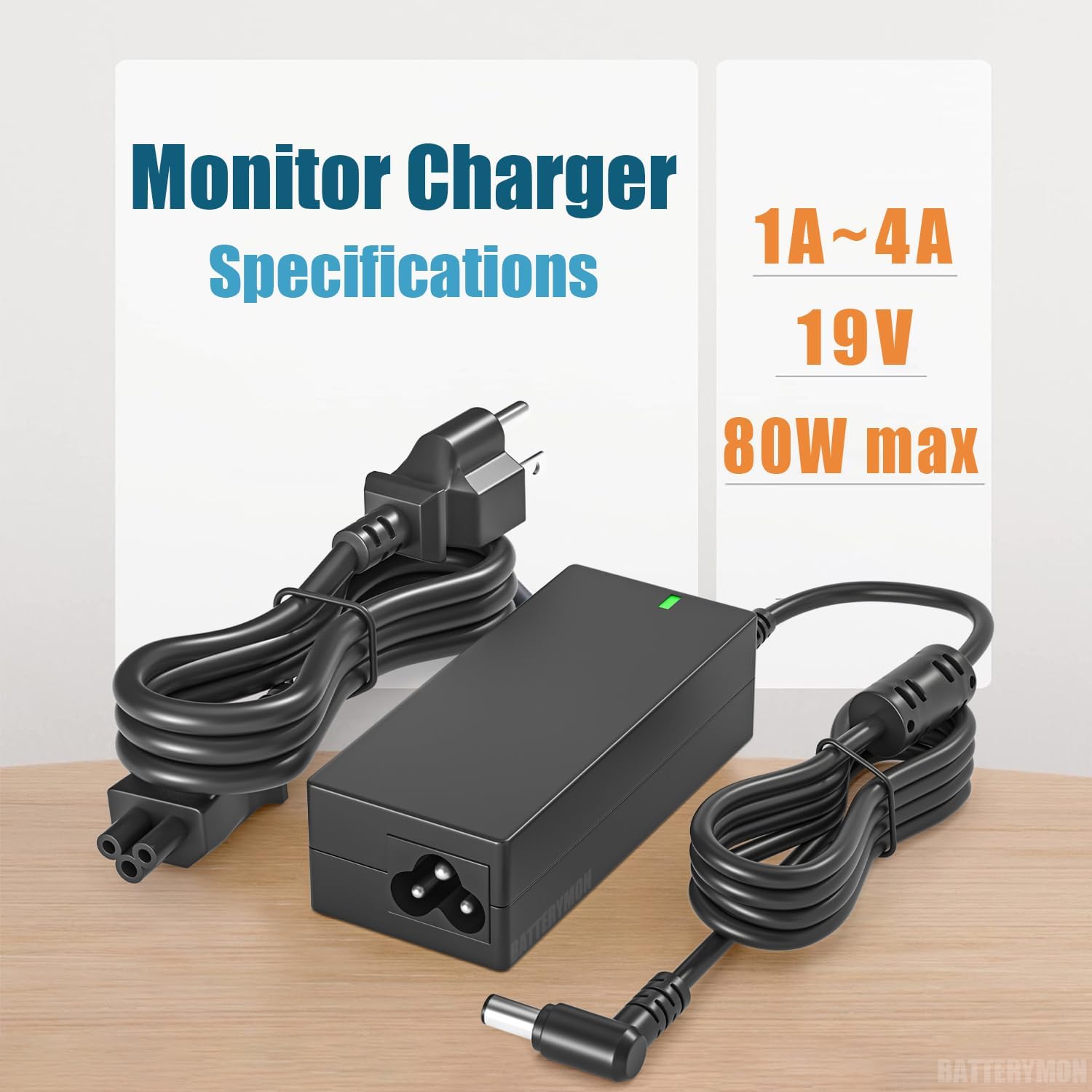19V LG Monitor Charger Power Cord for 27GL83A-B 27GN800-B 27MK600M-B 27MP38VQ 32UD99 27EA63 32GN600 29WK50S 24M47VQ 22LN4510 20-32 Inch TVs HW-S61B - Image 3