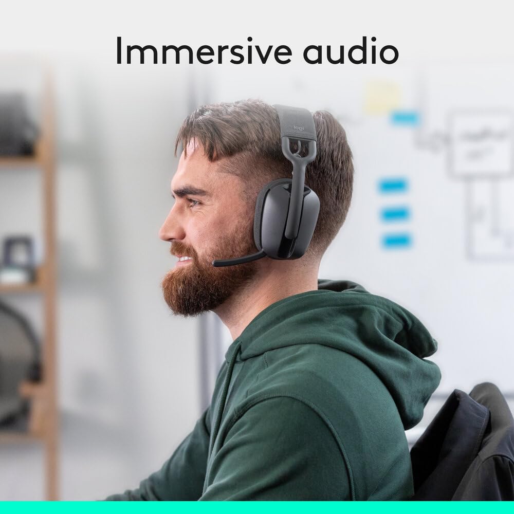 Logitech Zone Vibe 100 Lightweight Wireless Over-Ear Headphones Graphite Advanced Multipoint Bluetooth - Image 4