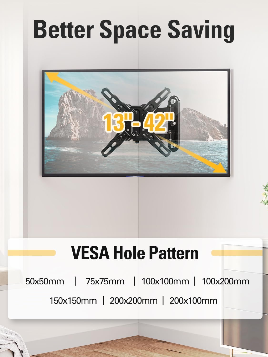Mounting Dream Full Motion TV Wall Mount Bracket for 13-42 Inch TVs, Swivel Tilt Articulating Arm, 50 lbs Capacity - Image 5