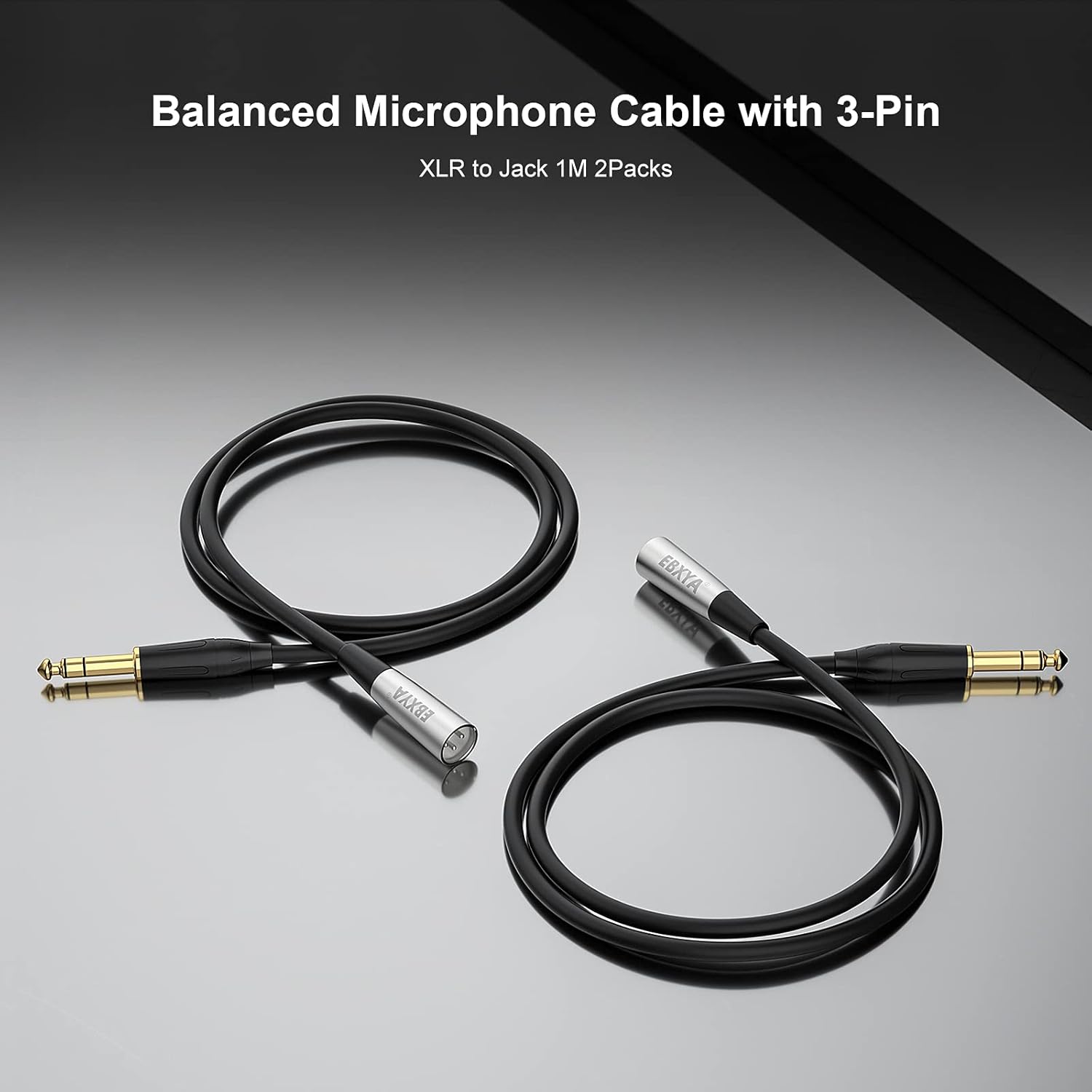 EBXYA 3ft Balanced Microphone Cable 1/4" TRS to XLR Male 3-Pin, 2 Pack - Image 6