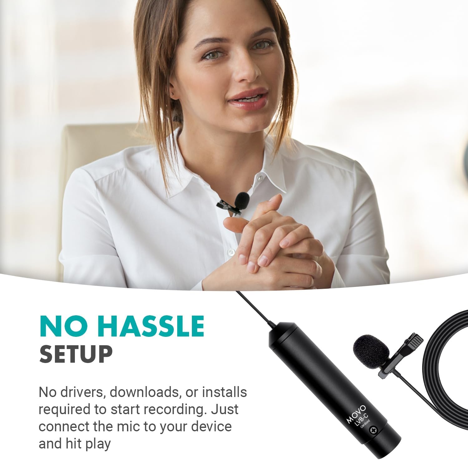 Movo LV8-C Broadcast Quality Cardioid XLR Condenser Lavalier Microphone 12mm Capsule for Accurate Voice Recording Kit - Image 7