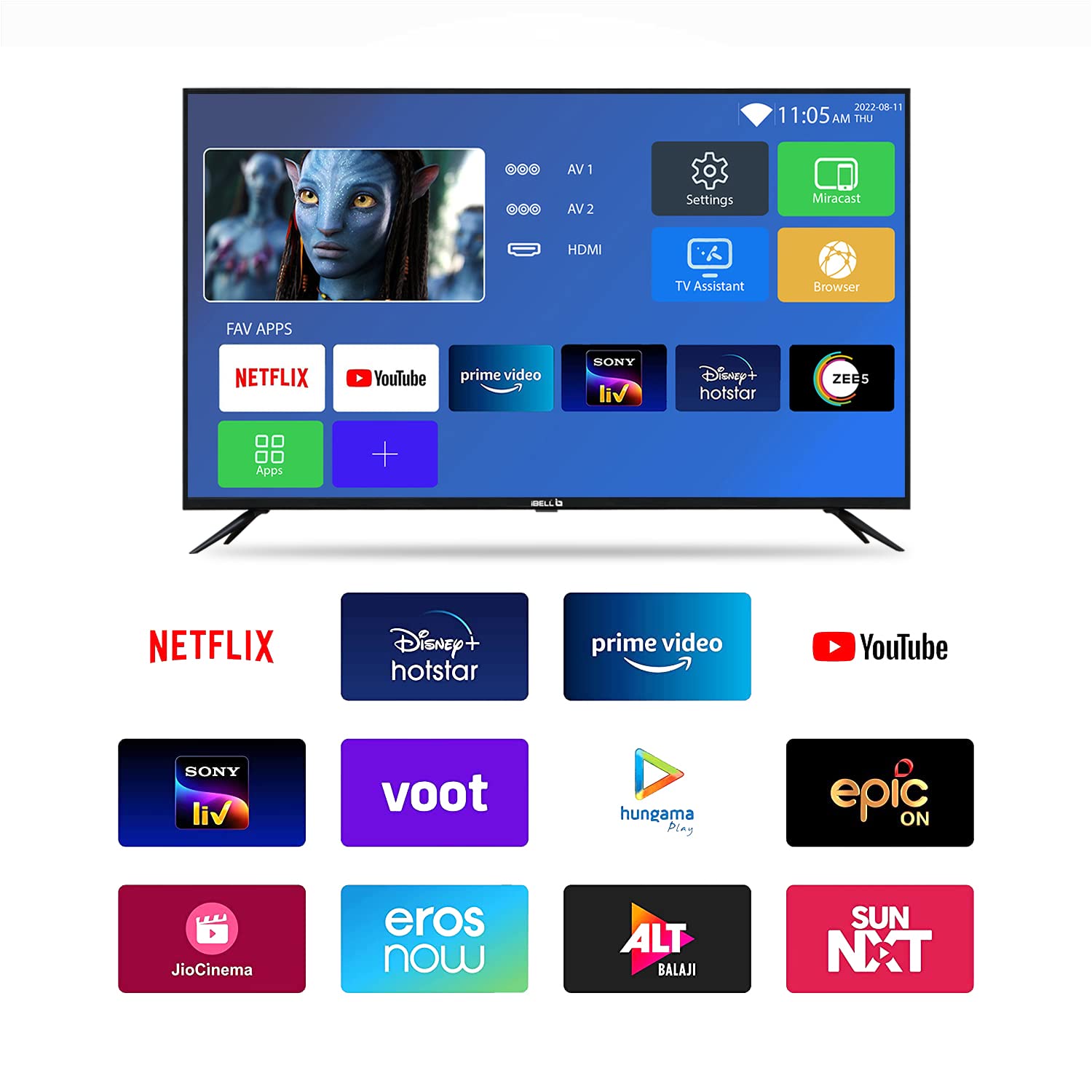 IBELL 32 Inch HD Ready Smart LED TV with Android 9.0, Crisp Display, Black - Image 3