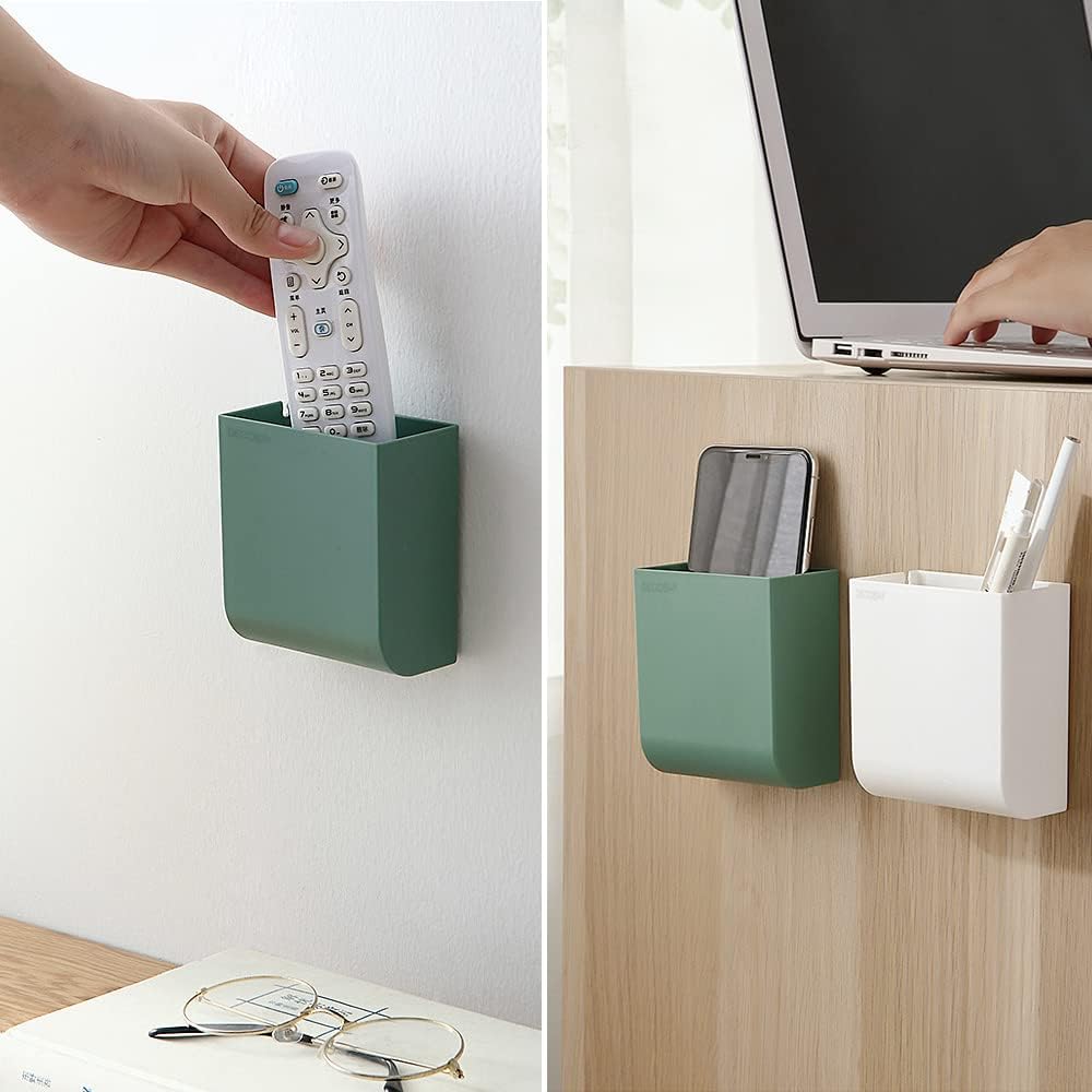 D4 White Wall Mount Phone Holder Stand with Adhesive and Cable Hole for Shower and Charging - Image 8