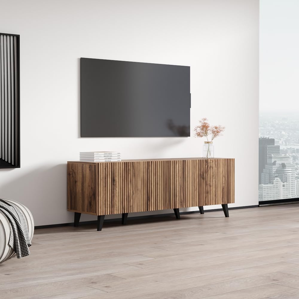 Meble Furniture Pafos Modern Oak Rectangular Freestanding TV Stand Up to 70 inches - Image 3