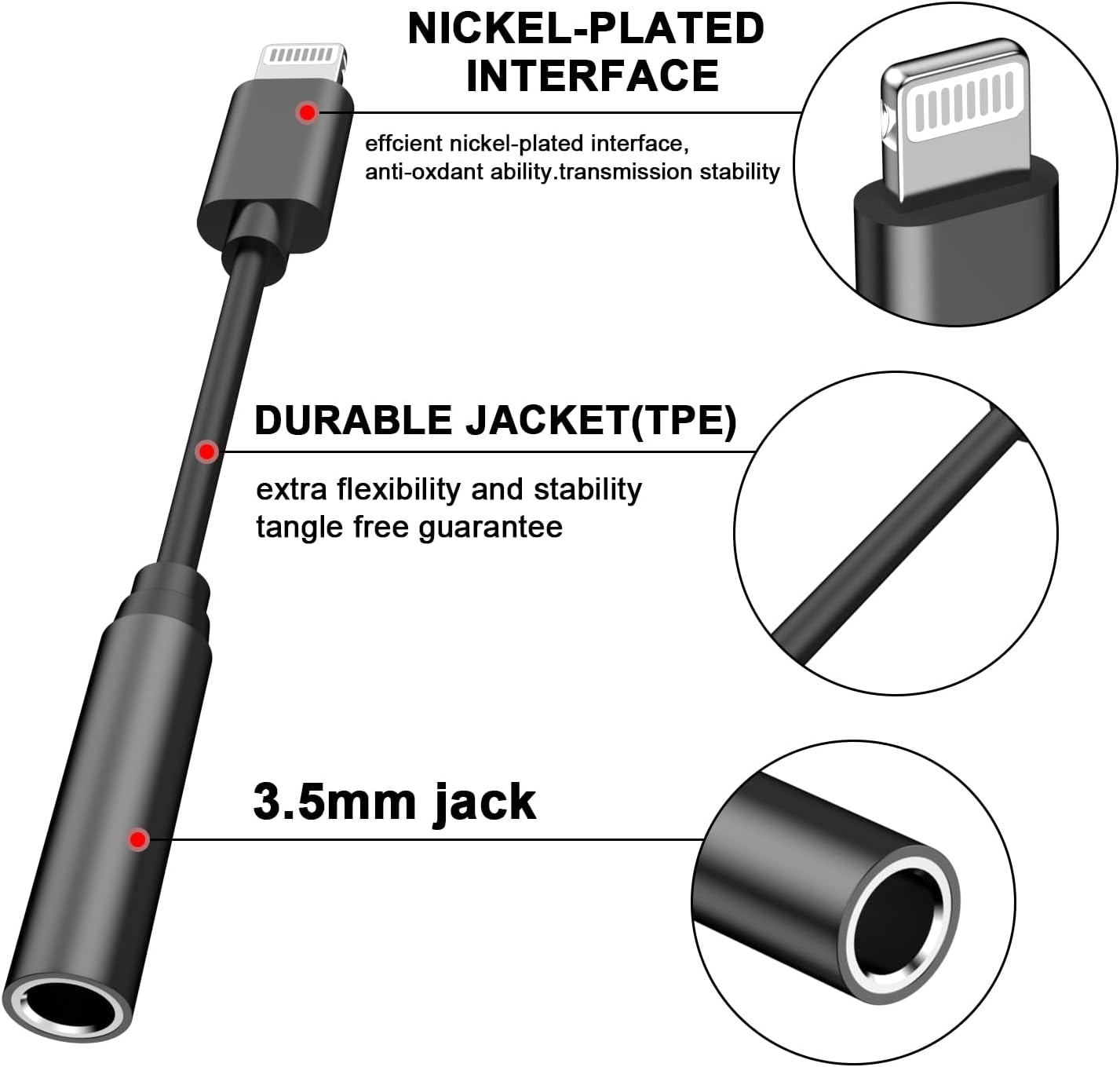 Apple MFi Certified 2 Pack iPhone Lightning to 3.5mm Headphone Jack Adapter Dongle for iPhone 14 13 12 11 Xs XR 8 - Image 3