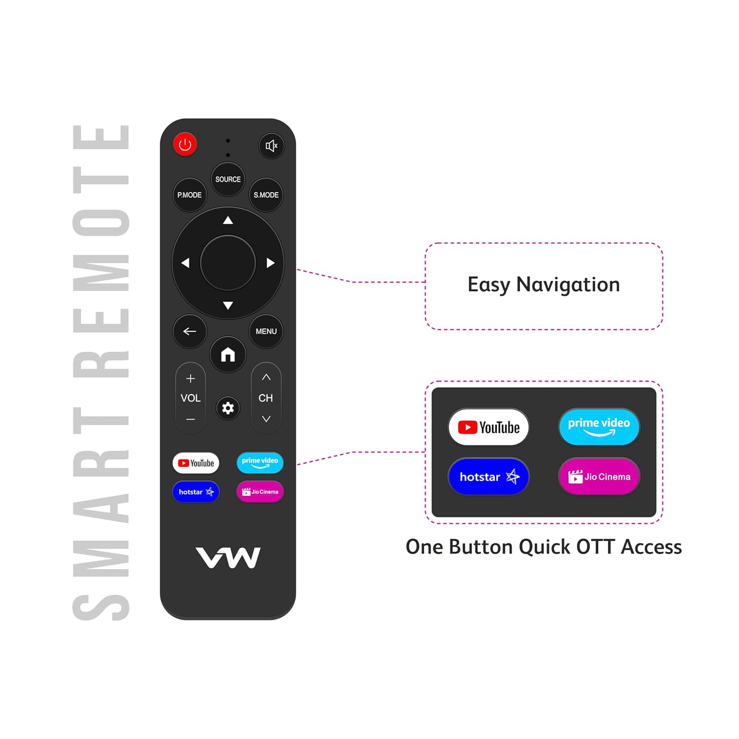 VW 43 inch Frameless Full HD Smart LED TV VW43C3 Black with 18 Months Warranty - Image 4
