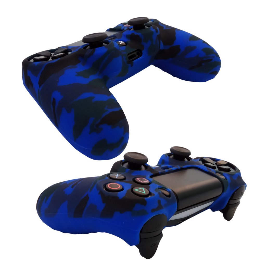 Hikfly Camouflage Silicone Gel Controller Skin Protector Set for PS4, PS4 Slim, PS4 Pro - Red and Blue - Image 4