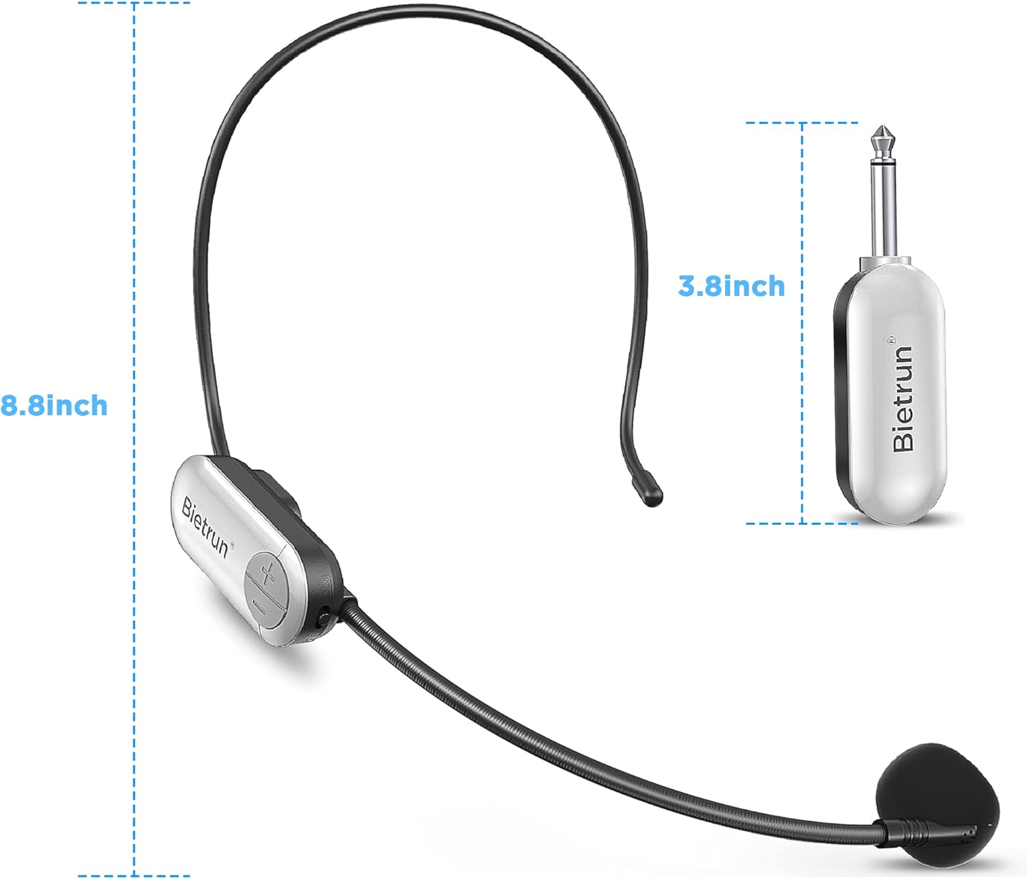 Bietrun 165ft UHF Wireless Headset Microphone 2-in-1 Karaoke Speaker Amplifier PA System 6H Working Time - Image 8