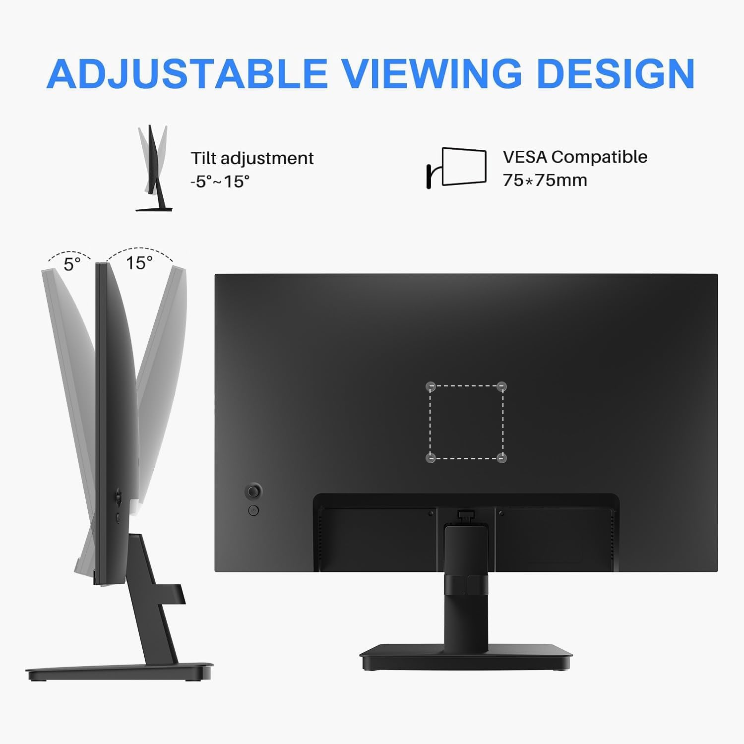 SANSUI 22-inch 1080p FHD 75Hz Computer Monitor, HDMI/VGA, Slim Bezel, Ergonomic Tilt, Eye Care LED, New - Image 7