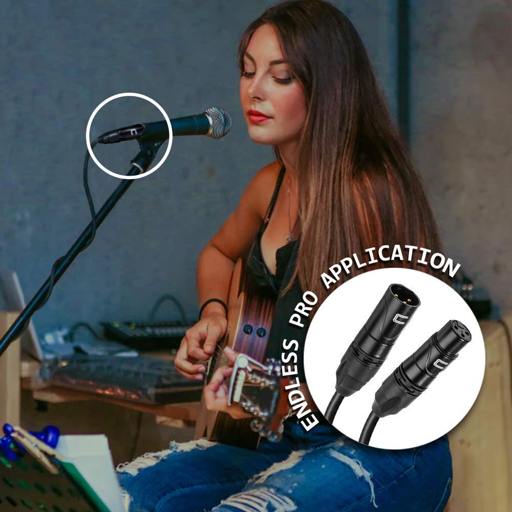Pro 1.5 Ft Black Balanced XLR Cable Male to Female 3-Pin Microphone Connector - Image 5