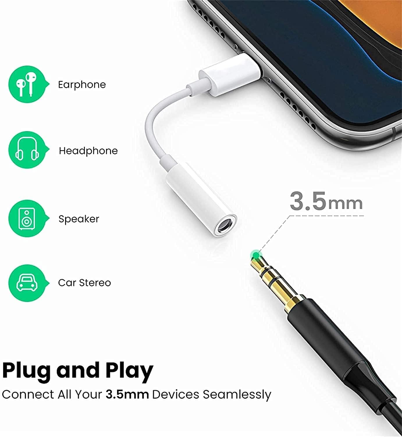 2 Pack MFi Certified Lightning to 3.5mm Headphone Jack Adapter for iPhone 14 to 6 Models - Image 2