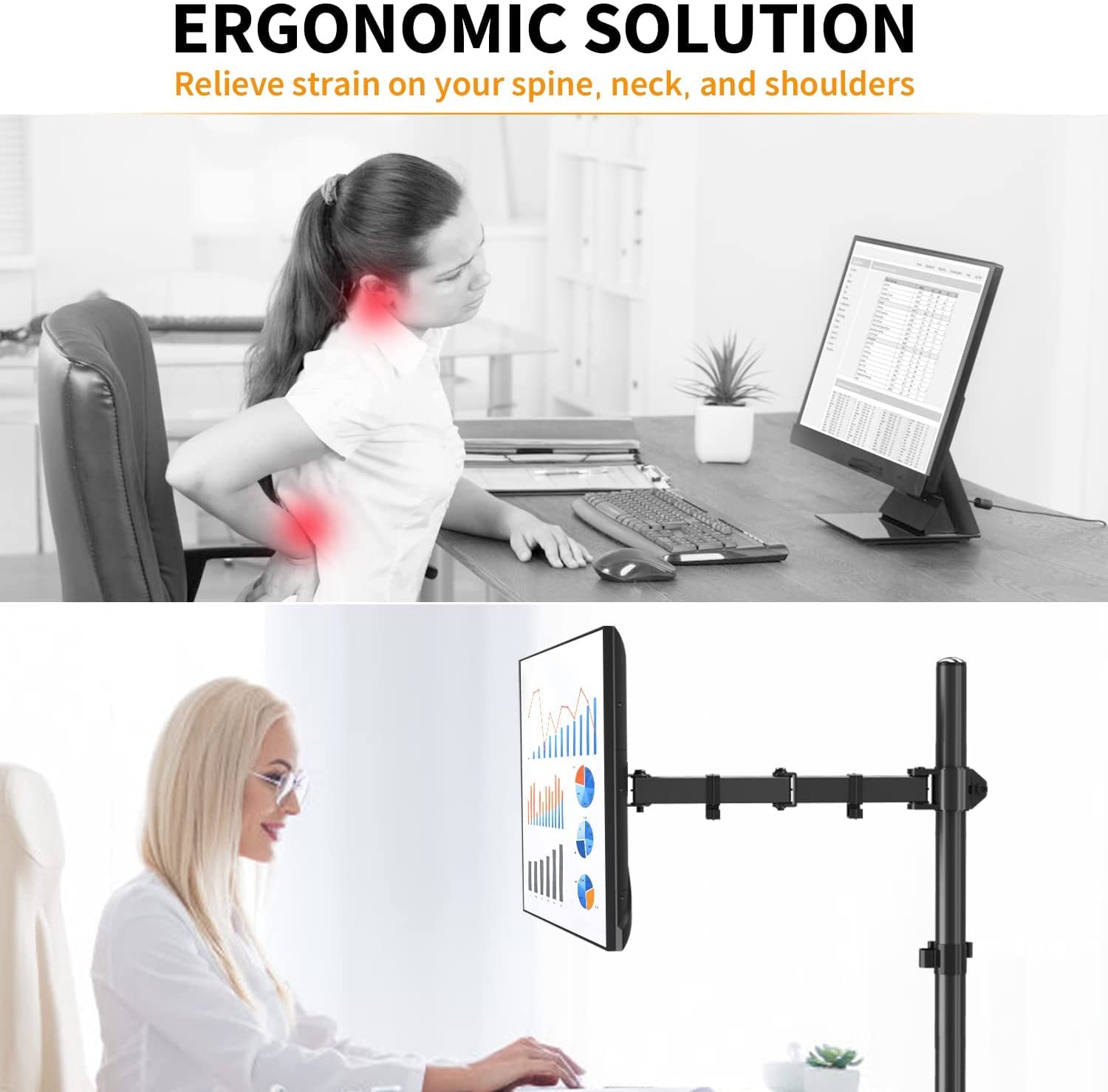 DazzelOn Single VESA Monitor Desk Mount Stand, 14-26" Full Motion Articulating Arm, Height Adjustable for Gaming - Image 6