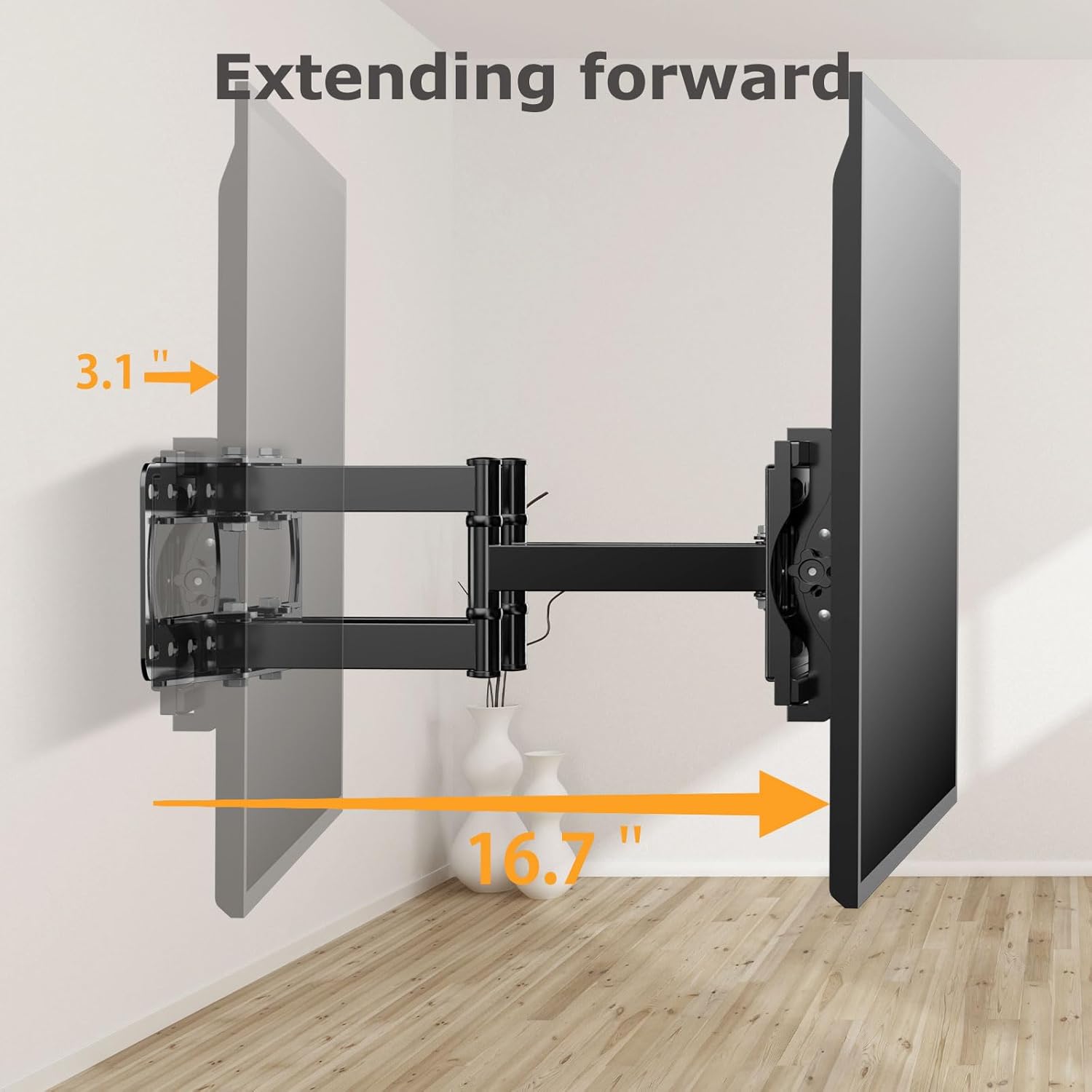 Full Motion 26-65 Inch TV Wall Mount Articulating Swivel Tilt Bracket for Wood Studs - Image 6
