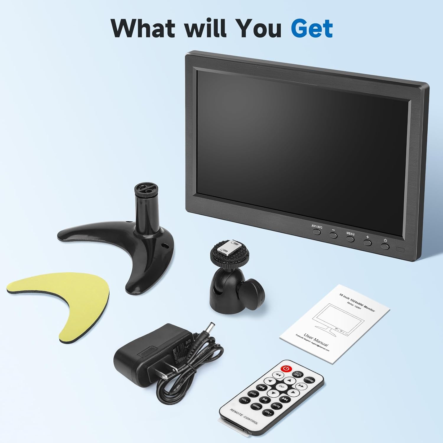 10.1 Inch HD Security Monitor with HDMI VGA BNC AV USB Ports, Built-in Speakers, Remote Control - Image 7