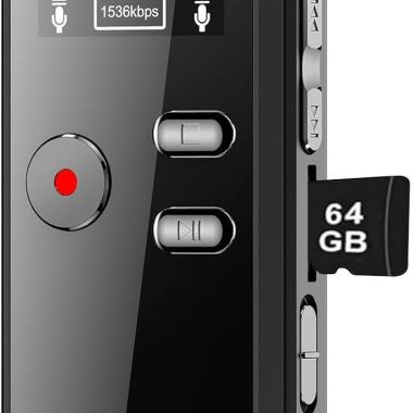 64GB Digital Voice Activated Recorder with Playback - 4552 Hrs Audio, HD Dual MIC, MP3 Player