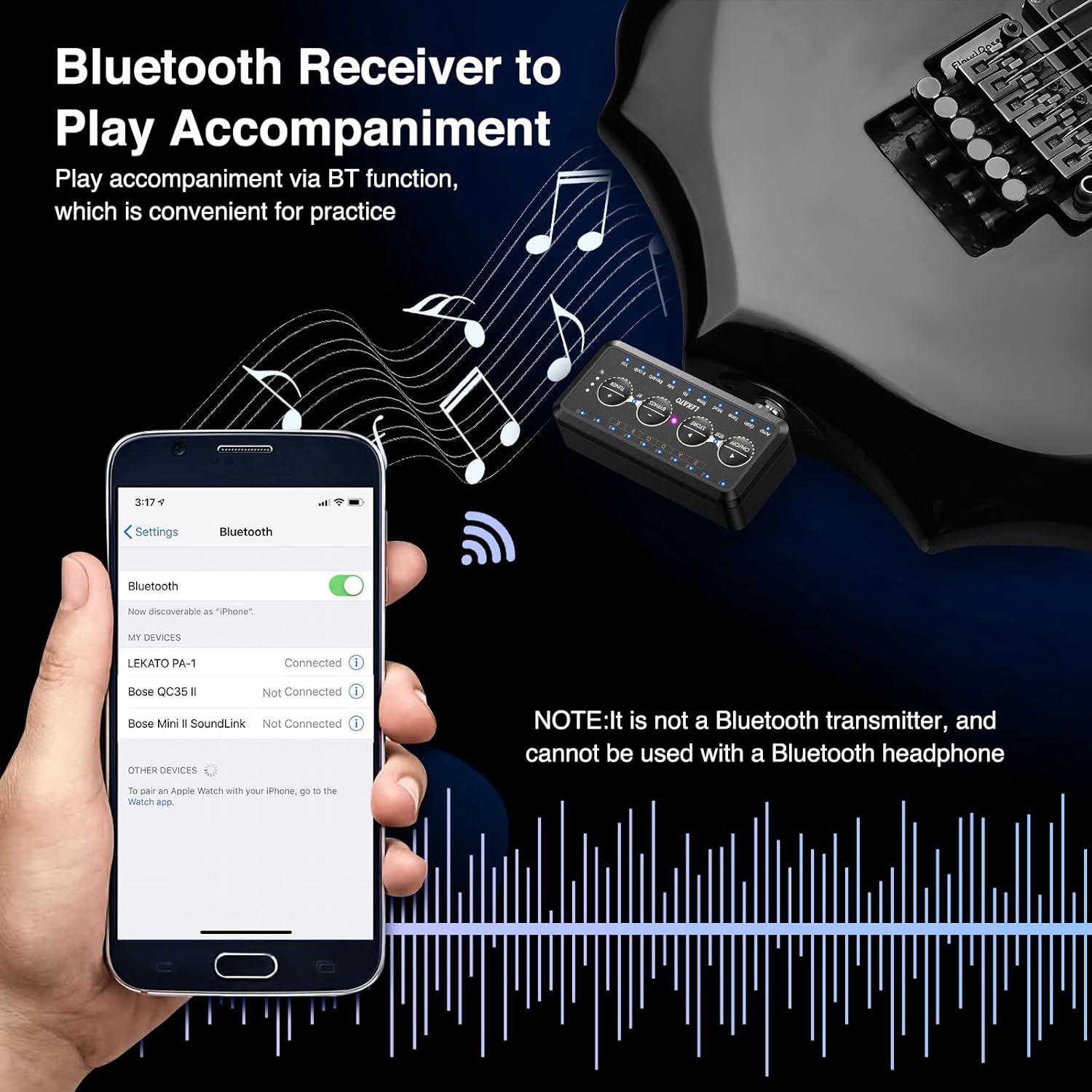 LEKATO Portable Rechargeable Guitar Bass Headphone Amplifier with Multi-Effects and Tuner - Image 7