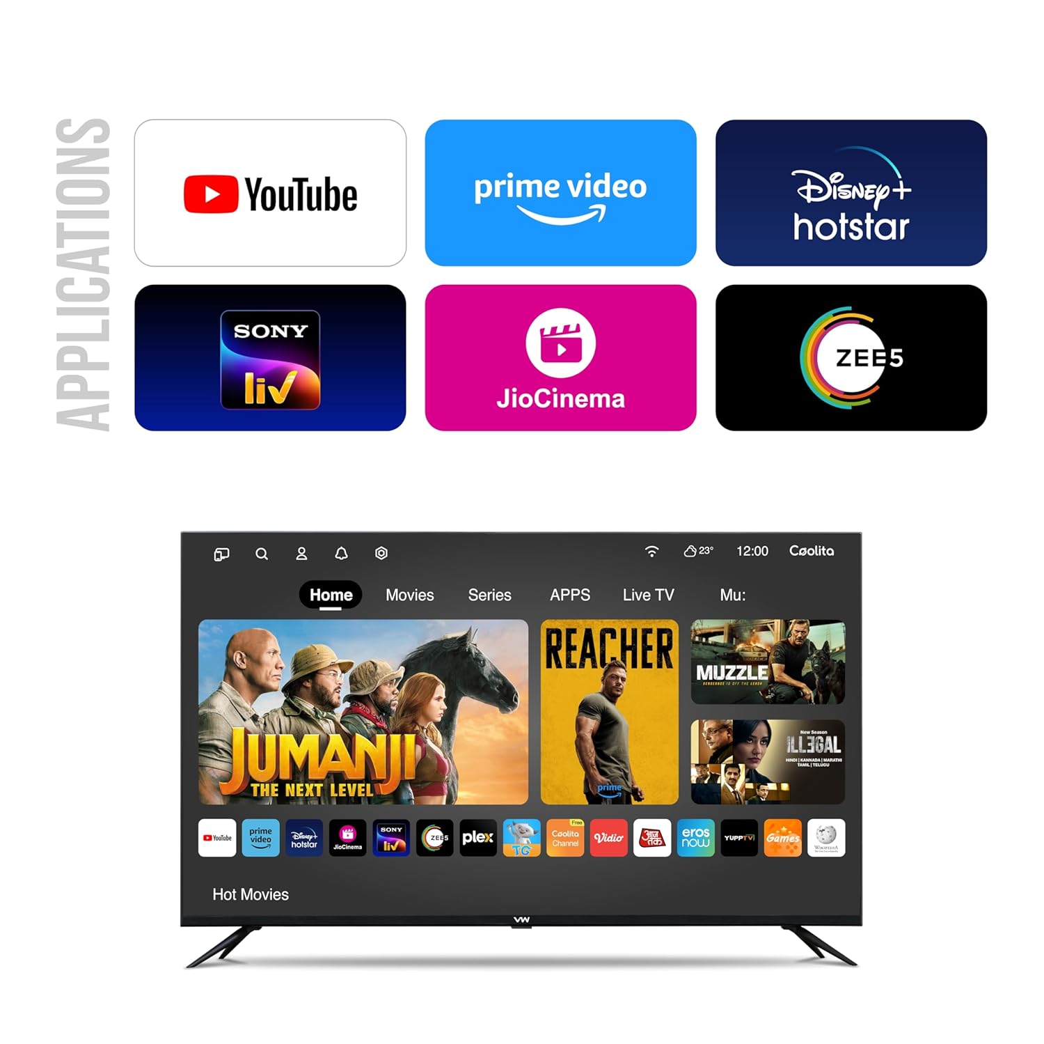VW 43 inch Frameless Full HD Smart LED TV VW43C3 Black with 18 Months Warranty - Image 3
