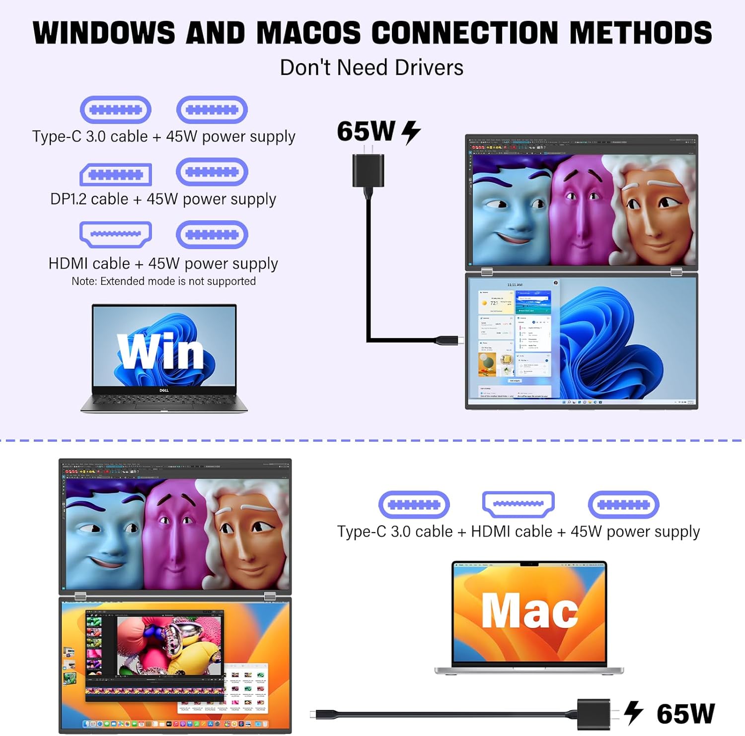 InnoView 23.8" QHD Dual Laptop Screen Extender 100% sRGB Foldable Monitors - Image 5