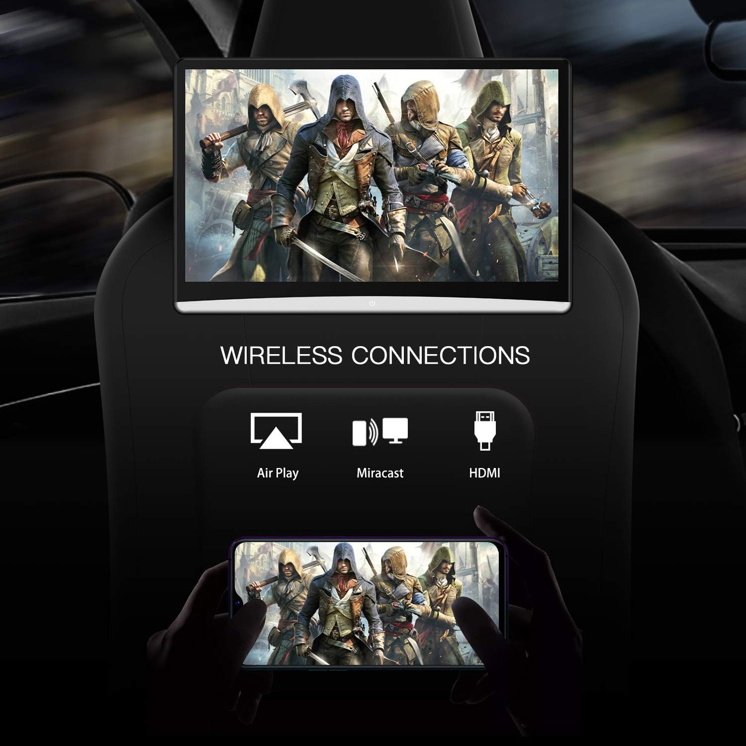 Kaskawise 12.4 Inch Android 11 Touchscreen Car Headrest Monitor 2GB RAM 32GB Storage 4K Mirror Link - Image 6